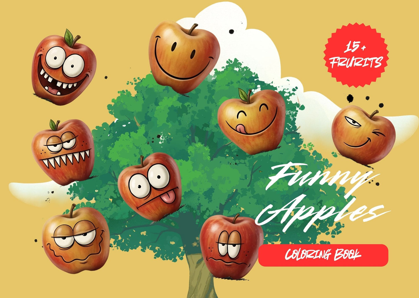 Funny Apples Coloring Book For Childrens