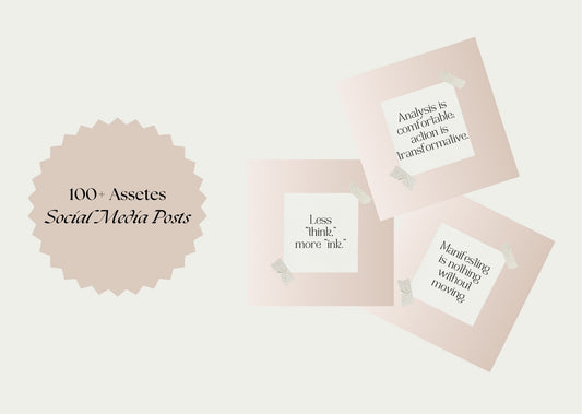 Three pink cards with motivational quotes on a light beige background