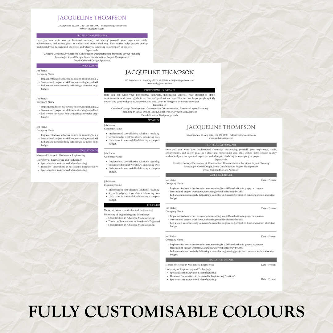 Professional Resume Template Bundle | Fully Editable