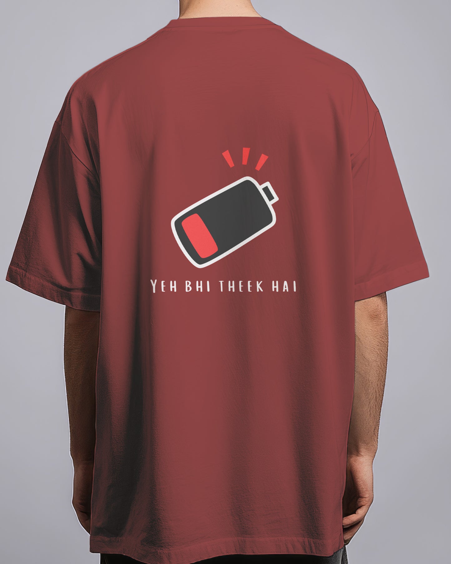 Graphic Drop Shoulder Tee - Ye Bhi Thek Hai