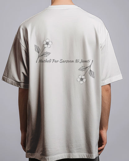 Graphic Drop Shoulder Tee - Hatheli Par Sarson Ni Jamti