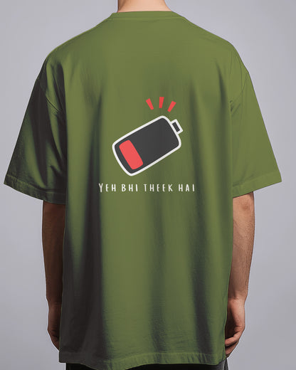 Graphic Drop Shoulder Tee - Ye Bhi Thek Hai