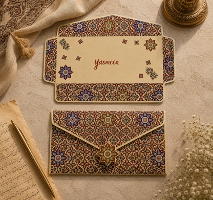 Cultural Flower Texture Envelope – Printable & Customizable Digital Template
