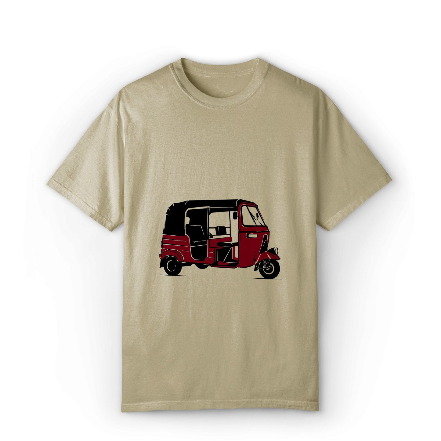 red rickshaw beige graphic t-shirt on a white background